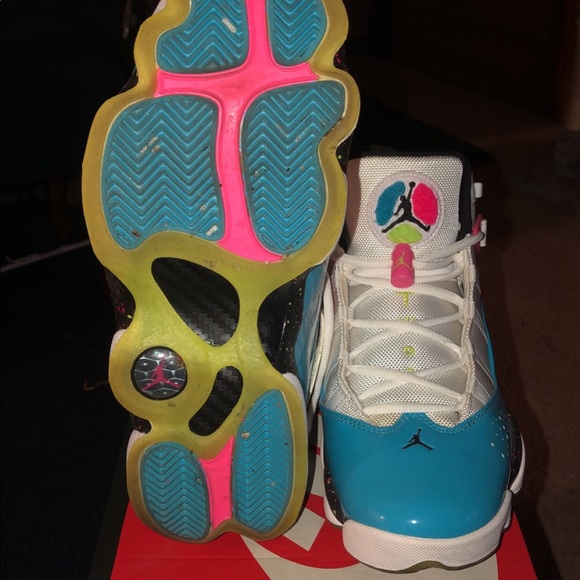 jordan 6 rings blue pink green
